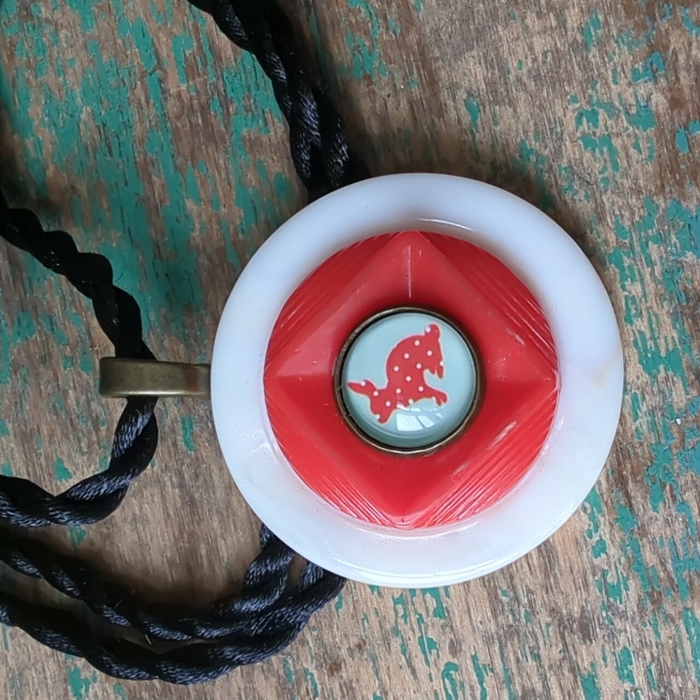 WHIMSY HOUSE I NWT Upcycled Vintage Button Rabbit Necklace Pendant